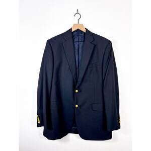 Men's Brooks Brothers Loro Piana Wool 1818 Madison Blazer Jacket Navy Blue 43L